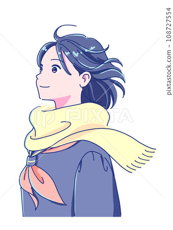 Positive female student profile muffler 108727554