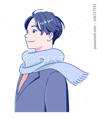 Positive male student profile muffler Positive male student profile muffler 108727555
