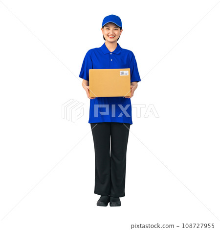 Woman in work clothes holding luggage Delivery staff Delivery worker Worker Cutout background Transparent PNG 108727955
