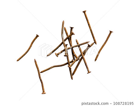 Old rusty nails isolated on white background 108728195