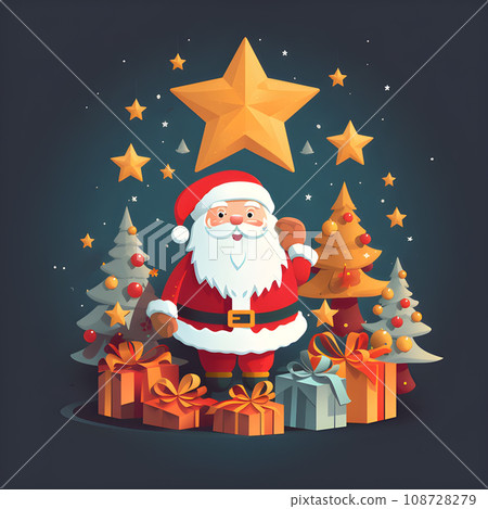 Flat Santa Claus Extending Warm Greetings.GenerativeAI. Flat Santa Claus Extending Warm Greetings.GenerativeAI. 108728279