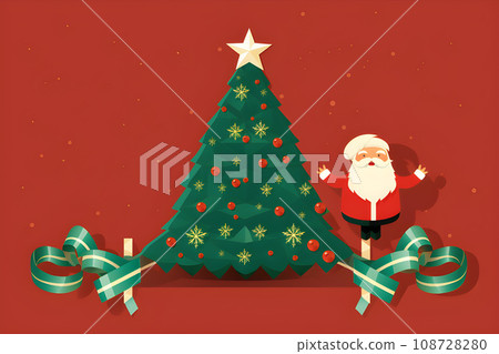 Flat Santa Claus Extending Warm Greetings.GenerativeAI. 108728280