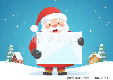 Santa Claus Cartoon Holding a Blank White Paper Sign.GenerativeAI. Santa Claus Cartoon Holding a Blank White Paper Sign.GenerativeAI. 108729518