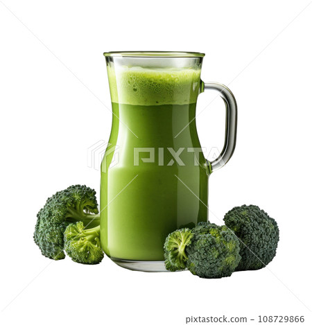 broccoli smoothie in a glass, isolated 108729866