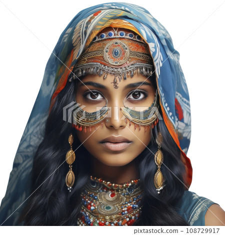Indian girl With Colored Face, isolated 108729917