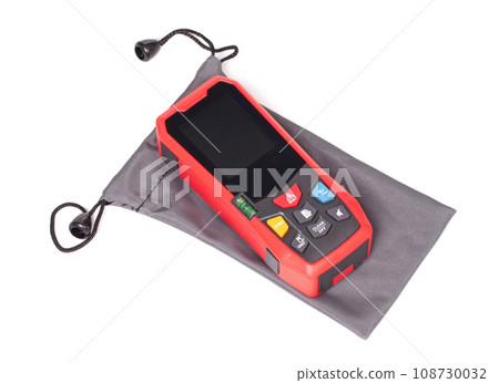Modern laser distance measurer on a white background 108730032