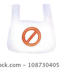 Watercolor Plastic Bag Illustration. Hand-drawn plastic shopping bag. Symbol of pollution problem and global warming. Say no to plastic bag, Save the world, Climate change, Environmental pollution 108730405