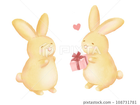 兔子送禮物的插圖 兔子送禮物的插圖 108731781