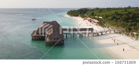 Amazing drone shot of coastline at sunny day in Zanzibar 108731809