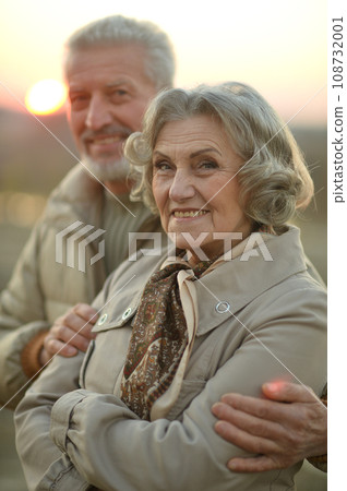 Elderly couple dance in the park in autumn. Elderly couple dance in the park in autumn. 108732001