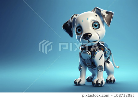 Toy robot dog on a blue background Toy robot dog on a blue background 108732085