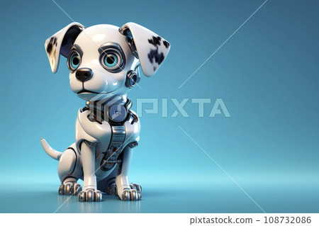 Toy robot dog on a blue background Toy robot dog on a blue background 108732086