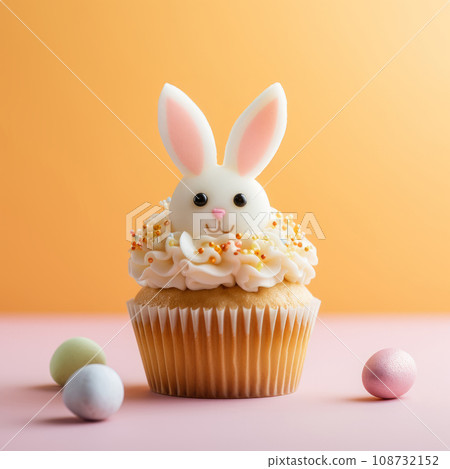 Easter cupcake with a decor in the form of an Easter bunny Easter cupcake with a decor in the form of an Easter bunny 108732152