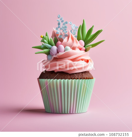 Easter cupcake with spring decor Easter cupcake with spring decor 108732155