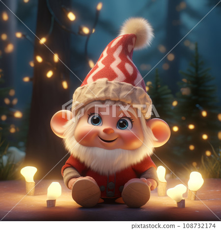 Cute Christmas Gonks on the background of a Christmas picture Cute Christmas Gonks on the background of a Christmas picture 108732174
