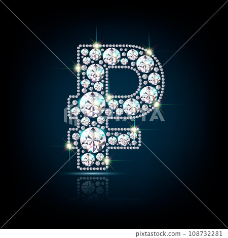 Ruble currency symbol diamond vector realistic eps10 Ruble currency symbol diamond vector realistic eps10 108732281