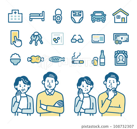 老年人相關的圖標集 108732307