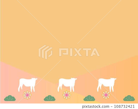 Floral pattern and Ox year of the Ox. vector illustration Floral pattern and Ox year of the Ox. vector illustration 108732421