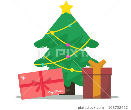 Christmas tree and Christmas gifts. vector illustration 108732422