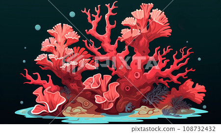 手绘唯美的海底世界珊瑚插画 手绘唯美的海底世界珊瑚插画 108732432