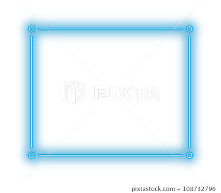 Luminous neon style frame Transparent background light blue 108732796