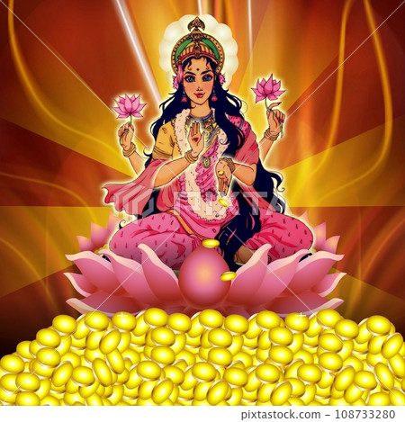 Goddess Durga for Happy Durga Puja holiday background 108733280