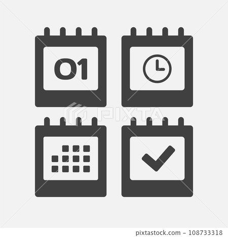 Icon page calendar - 1 day, agenda, timer, done 108733318