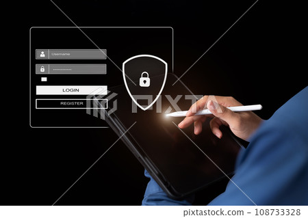 Concept of cyber security, information security and encryption, secure access to user's personal information, secure Internet access, cybersecurity. Concept of cyber security, information security and encryption, secure access to user's personal information, secure Internet access, cybersecurity. 108733328