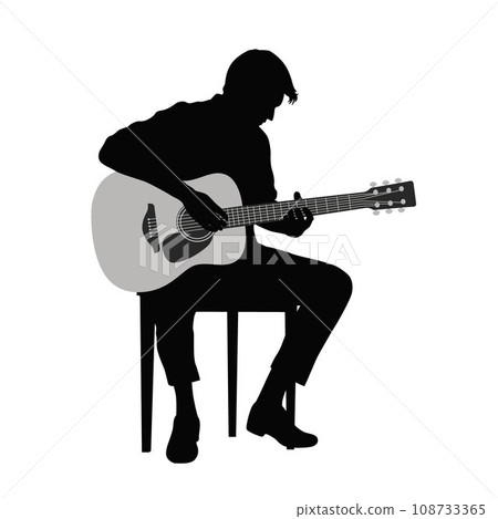 Man playing guitar, man guitarist silhouette vector Illustration Man playing guitar, man guitarist silhouette vector Illustration 108733365