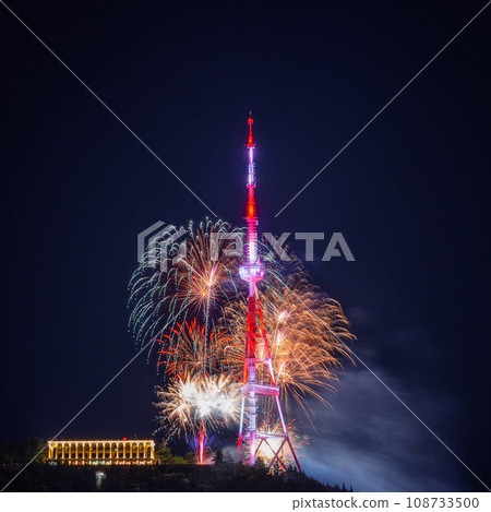 Explosion of multi-colored fireworks in Tbilisi 108733500