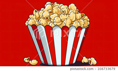 手绘卡通美味的爆米花插画 108733679