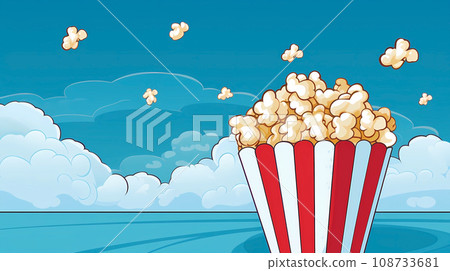 手绘卡通美味的爆米花插画 108733681