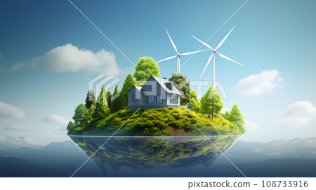 Sustainable Energy Futuristic City Concept Illustration 108733916