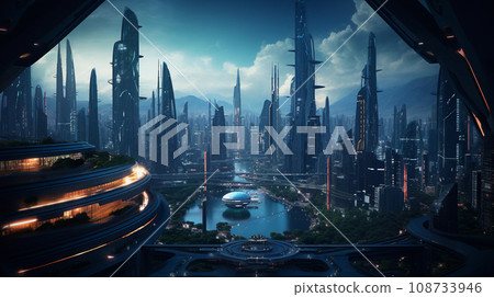 Futuristic Smart City Concept Illustration Futuristic Smart City Concept Illustration 108733946