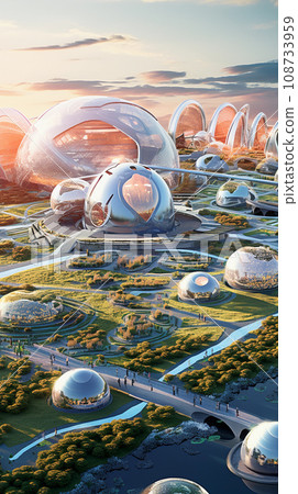 Eco Friendly Futuristic City Concept Illustration Eco Friendly Futuristic City Concept Illustration 108733959