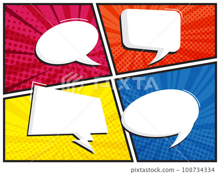abstract comic book, pop art cartoon with speech bubble template background 108734334