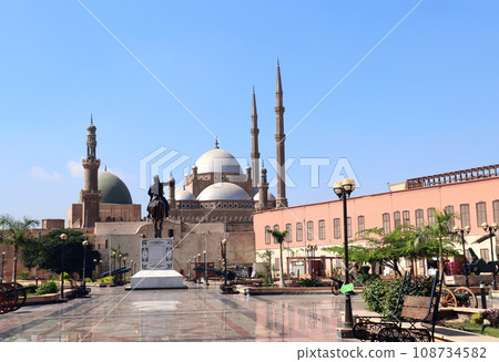 Great Mosque of Muhammad Ali Pasha in ancient Cairo Citadel, Egypt, North Africa. Famous landmark of Cairo - ottoman era Alabaster Mosque in Citadel 108734582