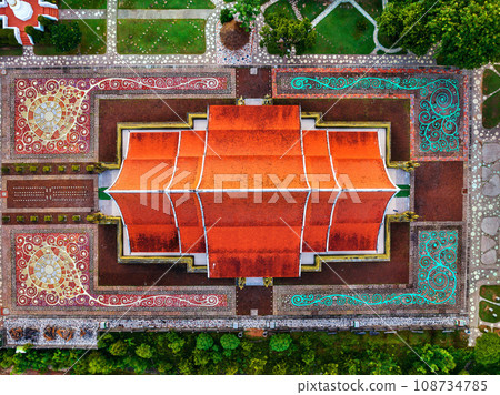 Aerial view of Sirindhorn Wararam(Wat Phu Prao) in Ubon rajchathani,Thailand. Aerial view of Sirindhorn Wararam(Wat Phu Prao) in Ubon rajchathani,Thailand. 108734785