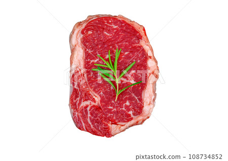 Steak beef with rosemary isolated on white background. Steak beef with rosemary isolated on white background. 108734852