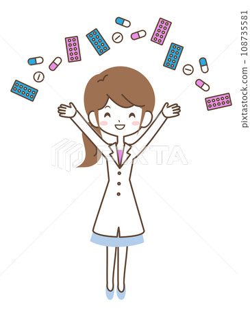 穿著白大褂藥片膠囊的婦女 108735581