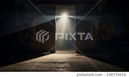 Light entering through open door Light entering through open door 108735618