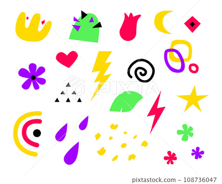 Simple neon shapes - flat design style objects set 108736047