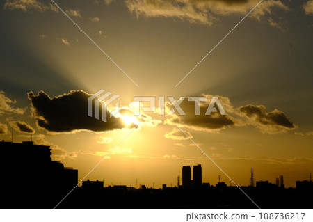 Asahi rising from between the buildings Asahi rising from between the buildings 108736217