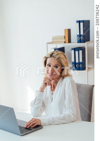 remote work communication woman with laptop computer internet conversation online communication remote work communication woman with laptop computer internet conversation online communication 108736242