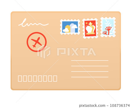 Envelope with postage stamps - modern flat design style image 108736374
