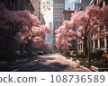 Spring Street of a Big City Blooming Cherry Blossom Spring in Tokyo 108736589