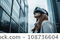Innovative technologies woman experience using VR headset virtual reality glasse 108736604