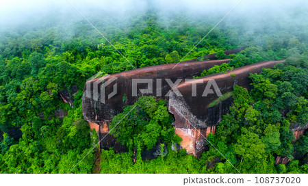 3 Whale Rock. Aerial view of Three whale stones in Phu Sing National, Bueng Kan, Thailand. 108737020