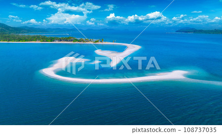 Aerial view of white beach in Koh Yao yai island, Thailand. 108737035