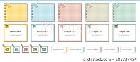 Frame design set for memo paper, sticky notes, and tags 108737454